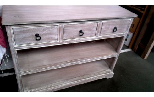 TABLE CONSOLE 3 TIROIRS CERUSE