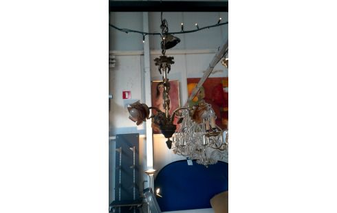 KROONLUCHTER ANTIEK VERGULD/3LCHTPNTN