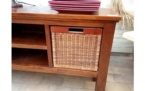 DRESSOIR TECK + 2 PANIERS ROTIN