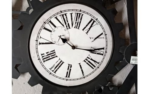 HORLOGE MURALE STYLE INDU NOIR