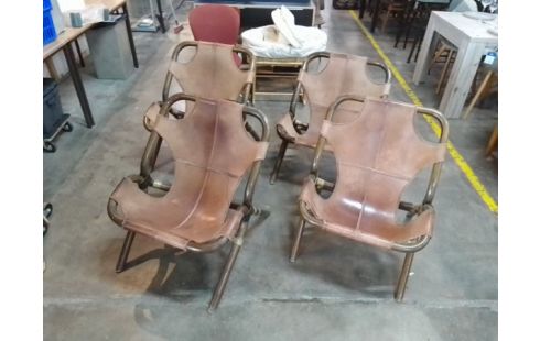 FAUTEUIL BAMBOU CUIR L'UNITE