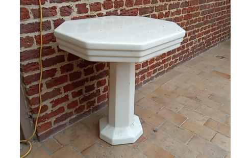 CONSOLE BLANCHE FAIENCE SUR PIED OCTOGONAL