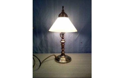 TISCHLAMPE GLASS WEISS METALLFUSS VINTAGE