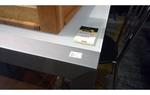 TABLE MODERNE DESIGN VERRE BLANC / METAL