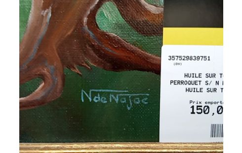 HUILE SUR TOILE PERROQUET S/ N DE NAJAC