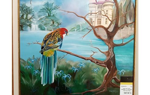 HUILE SUR TOILE PERROQUET S/ N DE NAJAC