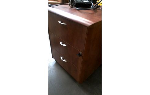 SCHREIBTISCH-SCHUBLADENREGAL NUSSBAUM LOOK 3 SCHUBLADEN, , MOBILE