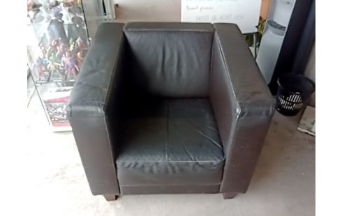 CANAPE CUIR NOIR 1 PLACE