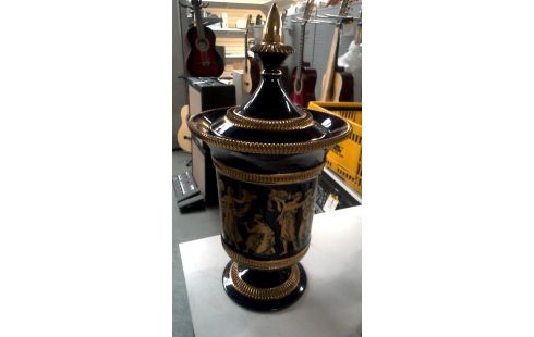 JARRÓN CON TAPA ITALIANO AZUL MET OR