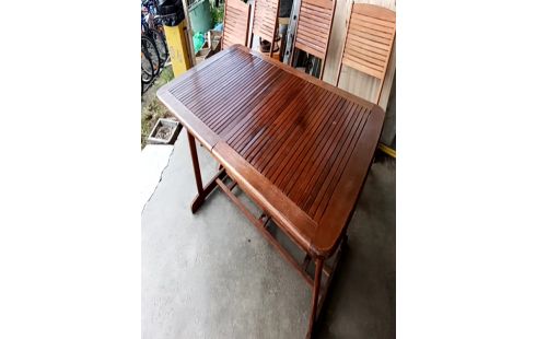 TABLE DE JARDIN TECK ALLONGE INTÉGRÉ