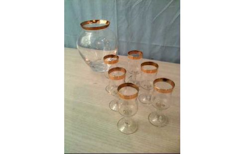 LIKÖRGLÄSER-SET 7-TLG RAND GOLDFARB.