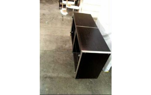 SIDEBOARD 2 GLASTÜREN 4 EBENEN HOLZ SCHWARZ