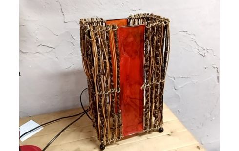 LAMPE style marocain bois et orange