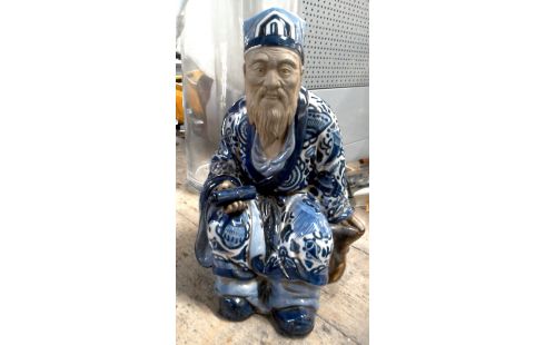 STATUE JAPONAIS BLEUE