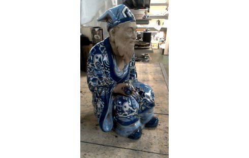 STATUE JAPONAIS BLEUE