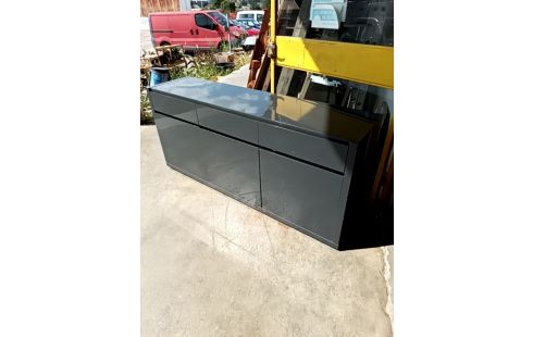 BUFFET BAS MODERNE GRIS 3 PORTES/ 3 TIROIRS