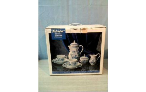 KAFFEESERVICE <TCHIBO> 21-TEILIG BLAU WEISS