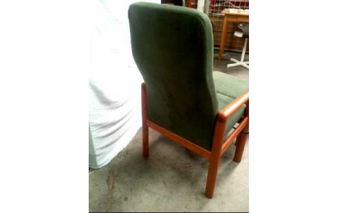 SESSEL MIT HOCKER TEAK VERST.BAR GRÜN