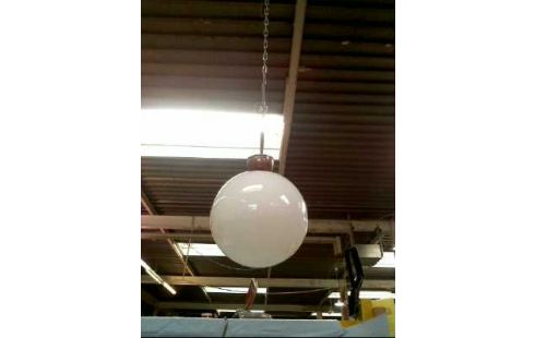 DECKENLAMPE KUGELFORM WEIß GLAS/METALL