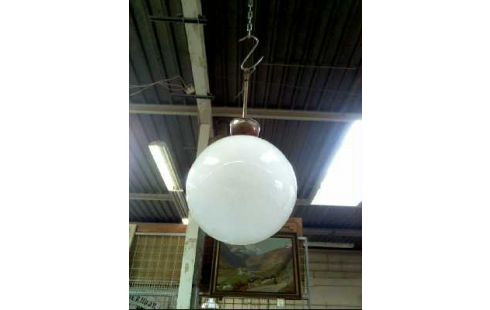 DECKENLAMPE KUGELFORM WEIß GLAS/METALL
