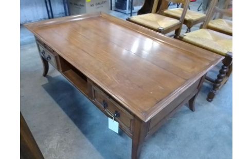 TABLE BASSE STYLISÉE 4 TABLETTES 2 TIROIRS