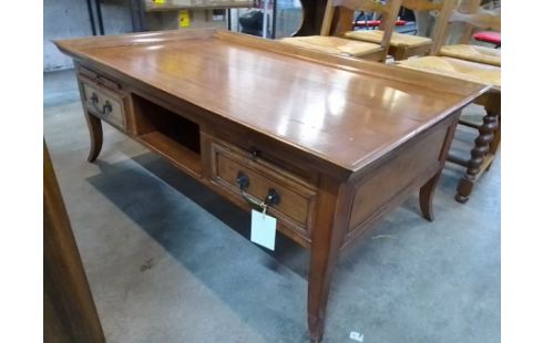 TABLE BASSE STYLISÉE 4 TABLETTES 2 TIROIRS