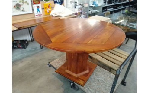 TABLE RONDE BOIS EXOTIQUE 1 ALLONGE