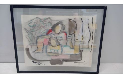 TEKENING/PASTEL DUBELZIJDIG HERMAN JACOBS JAREN 50