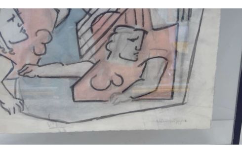 TEKENING/PASTEL DUBELZIJDIG HERMAN JACOBS JAREN 50