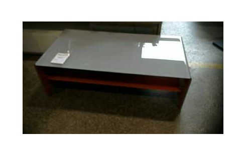 TABLE BASSE VERRE GRIS ET ORANGE (1211E NEUF)