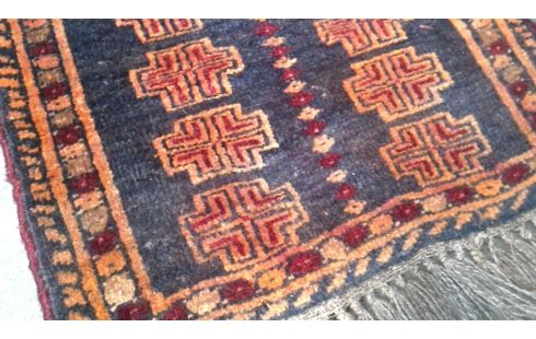 TAPIJT HANDGEKNOOPT KLEIN ORANJE GRIJS