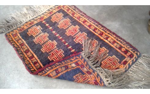 TAPIJT HANDGEKNOOPT KLEIN ORANJE GRIJS