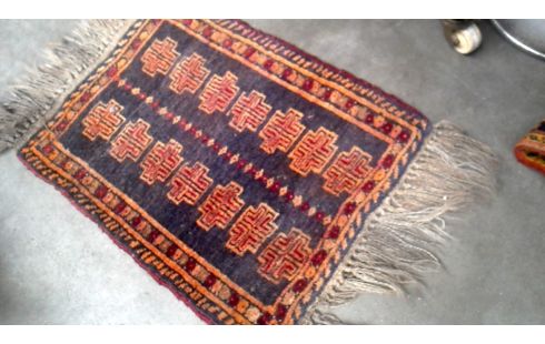 TAPIJT HANDGEKNOOPT KLEIN ORANJE GRIJS