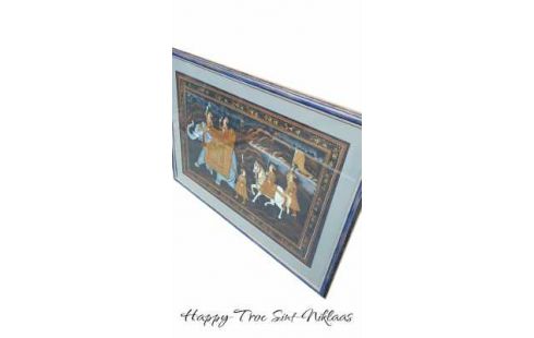 PINTURA SOBRE SEDA ORIENTAL, , ELEFANTE, , CABALLO BLANCA