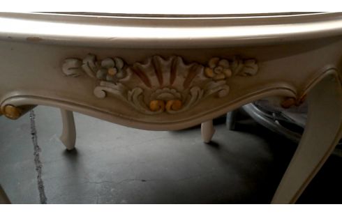 TABLE DE SALON ROND ECRU STYLE LOUIS XIV