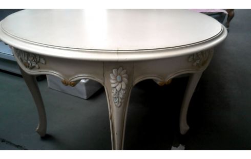 TABLE DE SALON ROND ECRU STYLE LOUIS XIV