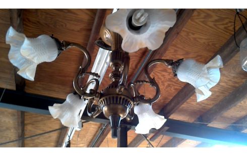 LÁMPARA DE TECHO RAMA BRONCE ESTERA HIELO