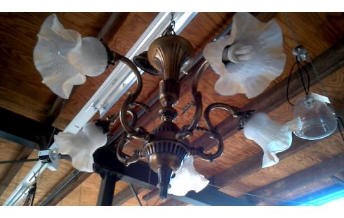 LÁMPARA DE TECHO RAMA BRONCE ESTERA HIELO