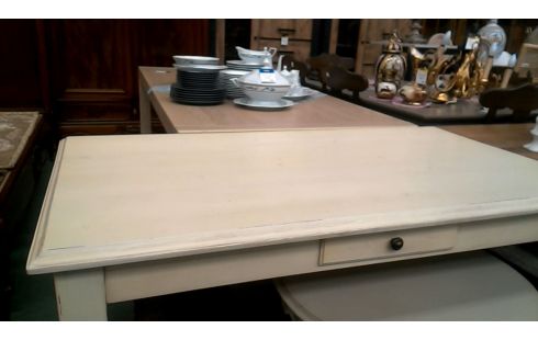 TABLE DE SALLE A MANGER ECRU 1 TIROIR