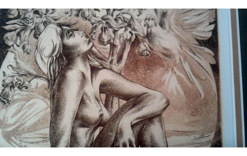 GRABADO COLOR MUJER DEDICATORIA