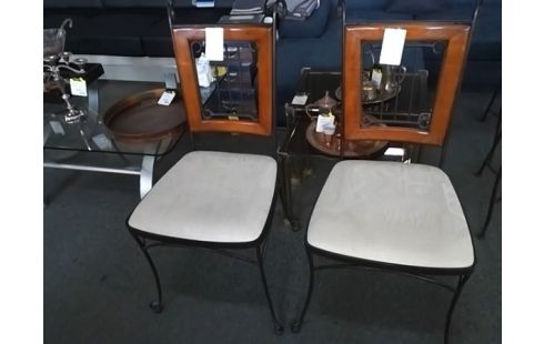 CHAISE FER FORGE BOIS TISSU