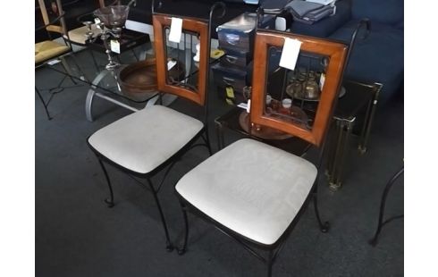 CHAISE FER FORGE BOIS TISSU