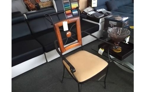 FAUTEUIL FER FORGE BOIS TISSU