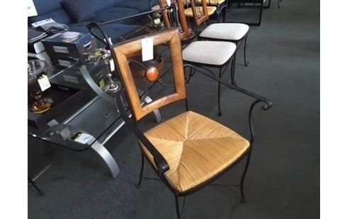 FAUTEUIL FER FORGE BOIS PAILLE