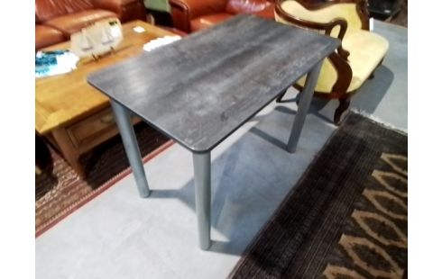 TABLE BUREAU GRISE PIEDS METAL