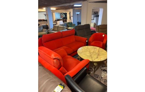 SALON TISSU ROUGE 3PL +2 FAUTEUILS SALON TISSU ROUGE 3PL +1 FAUTEUILS