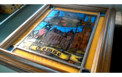 DECO-OBJECT GLAS IN LOOD TEMSE VERLICHT