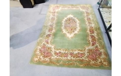 TAPIS LAINE VERT ET ROSE