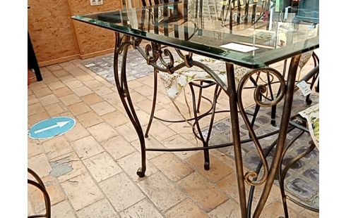 TABLE fer forge verre