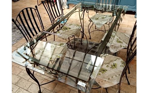 TABLE fer forge verre